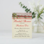 Antike Rose Rustikale rote Viktorianische Burlap Einladung (Stehend Vorderseite)