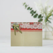 Antike Rose Rustikale rote Viktorianische Burlap Einladungspostkarte (Stehend Vorderseite)