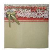 Antike Rose Rustikale rote Viktorianische Burlap Fliese (Vorderseite)