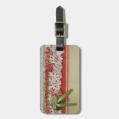 Antike Rose Rustikale rote Viktorianische Burlap Gepäckanhänger (Vorderseite vertikal)