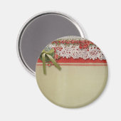 Antike Rose Rustikale rote Viktorianische Burlap Magnet (Vorderseite/Rückseite)