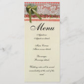 Antike Rose Rustikale rote Viktorianische Burlap Menükarte (Vorderseite)