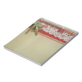 Antike Rose Rustikale rote Viktorianische Burlap Notizblock (Rotiert)