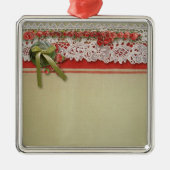 Antike Rose Rustikale rote Viktorianische Burlap Ornament Aus Metall (Vorne)