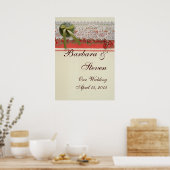 Antike Rose Rustikale rote Viktorianische Burlap Poster (Küche)