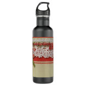 Antike Rose Rustikale rote Viktorianische Burlap Trinkflasche (Vorderseite)