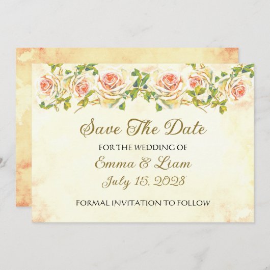 Antike Rose - Save the Date Hochzeit (Vorne/Hinten)