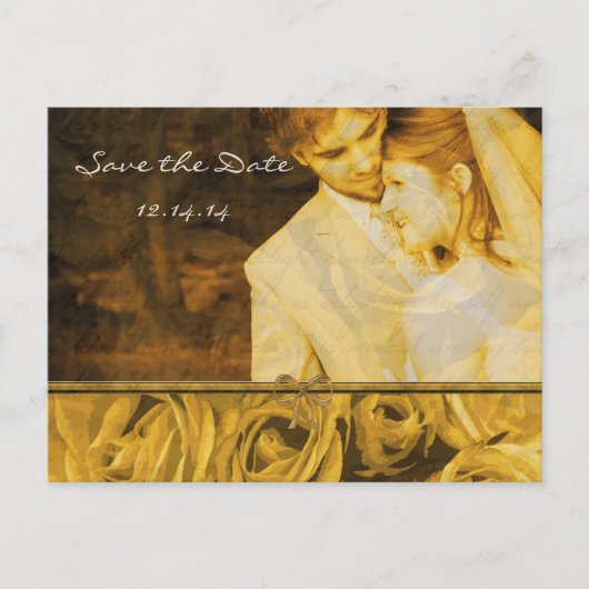 Antike Rose Save the Date mit Ihren Fotos Ankündigungspostkarte (Vorderseite)