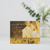 Antike Rose Save the Date mit Ihren Fotos Ankündigungspostkarte (Stehend Vorderseite)