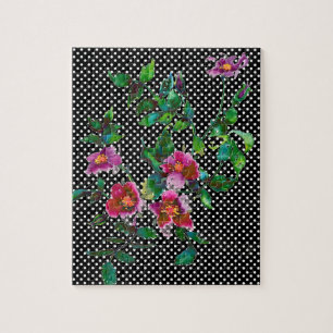 Antike Rose schwarz-weiß gepunktet Puzzle