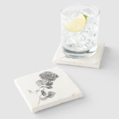 Antike Rose Steinuntersetzer (Seitenansicht)