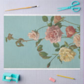 Antike Rose Türkis Rosa Retro Artwork Seidenpapier (Basteln)