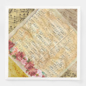 Antike Rose und Noten Papier Abendessen Napkin Serviette (Vorderseite)