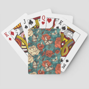 Antike Rose und Schmetterling Klassisches Spielkar Spielkarten