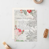 Antike Rose, vergrösserte Bildblätter und Skripte Mitteilungskarte (Vorderseite/Rückseite Beispiel)