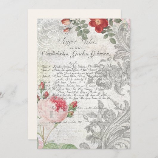 Antike Rose, vergrösserte Bildblätter und Skripte Mitteilungskarte (Vorne/Hinten)