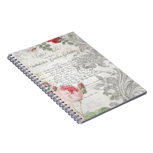 Antike Rose, vergrösserte Bildblätter und Skripte Notizblock (Rechte Seite)