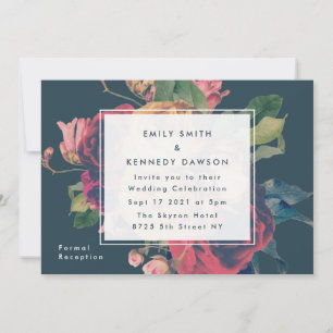 Antike Rose Vintage Hochzeitseinladung der Marine Einladung