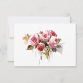 Antike Rose Wasserfarben Rosa Hochzeit RSVP Karte (Rückseite)