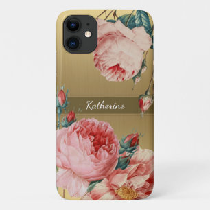 Antike Rosen auf Gold mit Namensmonogramm Case-Mate iPhone Hülle