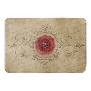 Antike Rosen-Badematte, Beige & Rot Badematte