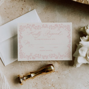 Antike Rosen Blumenrahmen Hochzeit RSVP-Karte RSVP Karte