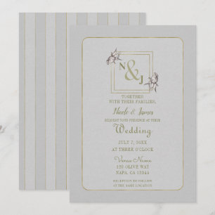 Antike Rosen Botanische Natürliche Rustikale Golde Einladung
