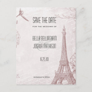 Antike Rosen Eiffelturm Save the Date