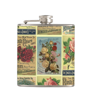 Antike Rosen Erbstück Rosengarten Flasche Flachmann