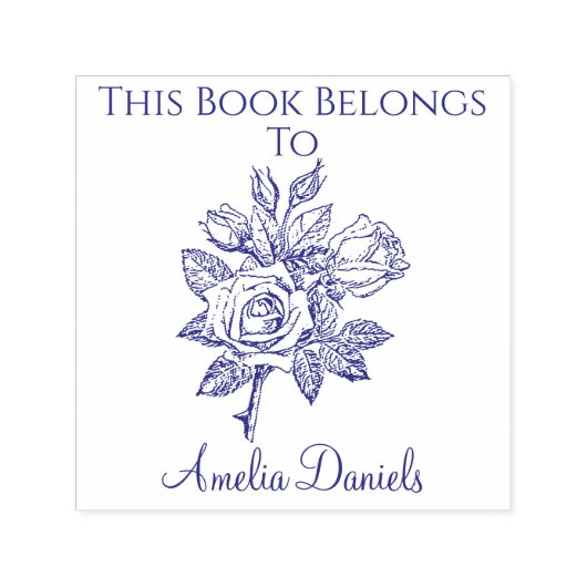 Antike Rosen-Exlibris Permastempel (Design)