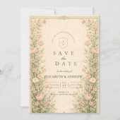 Antike Rosen-Garten-Torbogen-Hochzeit Save The Date (Vorderseite)