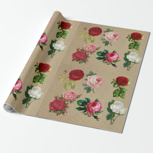Antike Rosen Geschenkpapier (Ungerollt)
