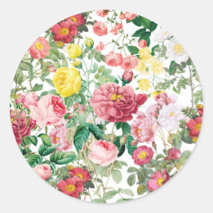 Antike Rosen im Vintage-Stil für den Frühlingsgart Runder Aufkleber