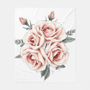 Antike Rosen in sanften Aquarellen Fleecedecke