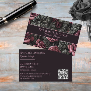 Antike Rosen in Schwarz und Mauve Visitenkarte