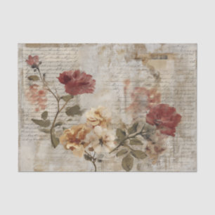 Antike Rosen-Kollage Blumen Seidenpapier