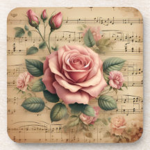 Antike Rosen-Musik-Korkrückseite-Plastik-Untersetz