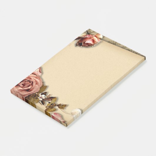 Antike Rosen Post-it Klebezettel (angewinkelt)