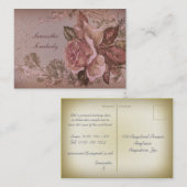 Antike Rosen-(rosa) Miniaturpostkarte Visitenkarte (Vorne/Hinten)