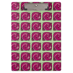 Antike Rosen Rosa und grünes Blumenmuster Klemmbrett
