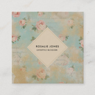 Antike Rosen Shabby Chic Floral Quadratische Visitenkarte