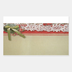 Antike Rosen-Spitze-Rustikal-Rot-Viktorianisches J Rechteckiger Aufkleber