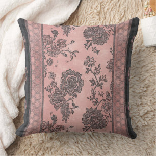 Antike Rosen- und Kohle-Toile-de-Florals AI-Kunst Kissen