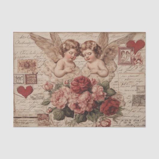Antike Rosen und Putten Seidenpapier (Vorderseite)