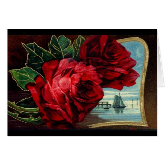 Antike Rosen und Segelboot (Vorderseite (Horizontal))