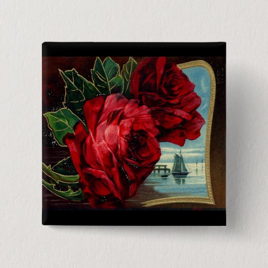 Antike Rosen und Segelboot Button (Vorderseite)
