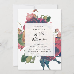 Antike Rosen Vintage-Boho-Brautparty Einladung