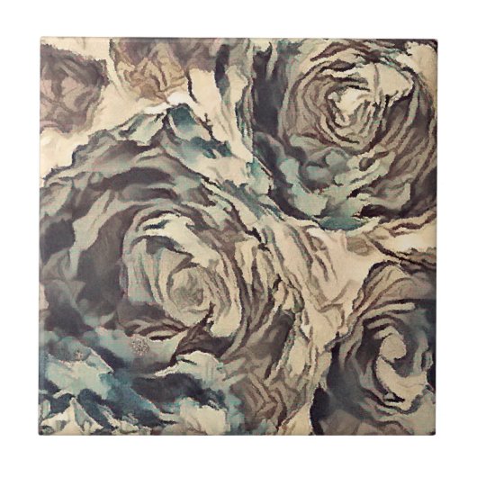 Antike Rosen , vintage Fliese (Vorderseite)