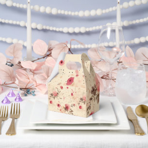 Antike Rosenblumen Gunstbox Pink und Creme Geschenkschachtel