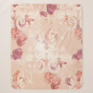 Antike Rosenblumen und barocke Ornamente Muster Sherpadecke